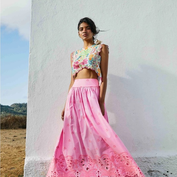 FARM Rio Pink Chic Eyelet Maxi Skirt - Picture 4 of 7